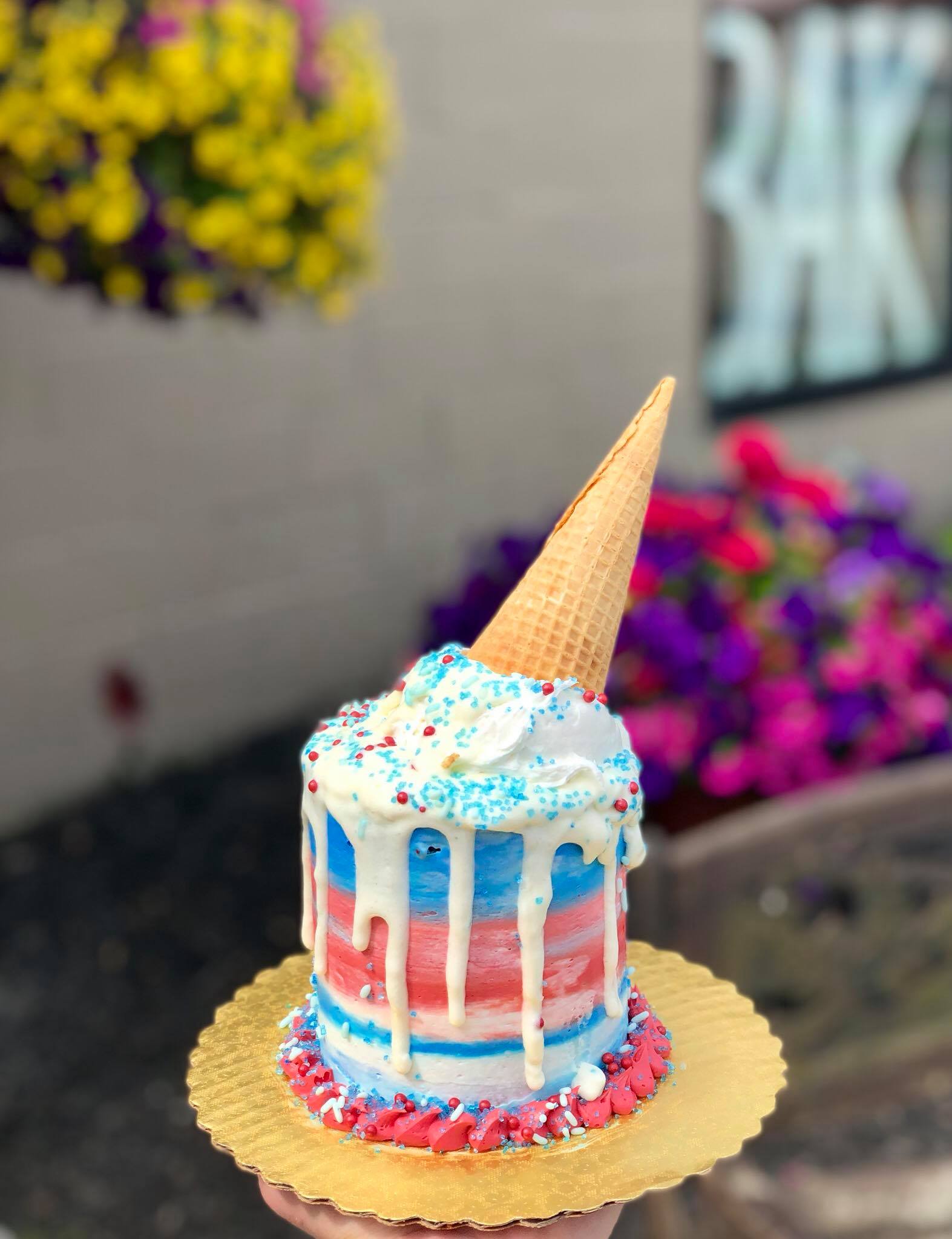 Patriotic Ice Cream Drip Cake Chrusciki Bakery