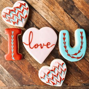 I Love You set of 5 Sugar Cookies