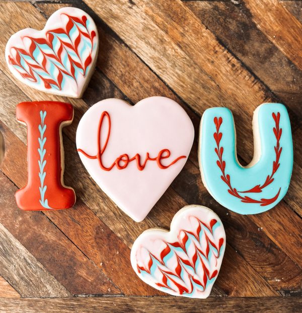 I Love You set of 5 Sugar Cookies